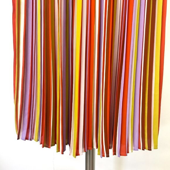 Forever‎ 21 Contemporary Colorful Stripe Pleated Midi A-Line Skirt Sz L - Picture 9 of 15